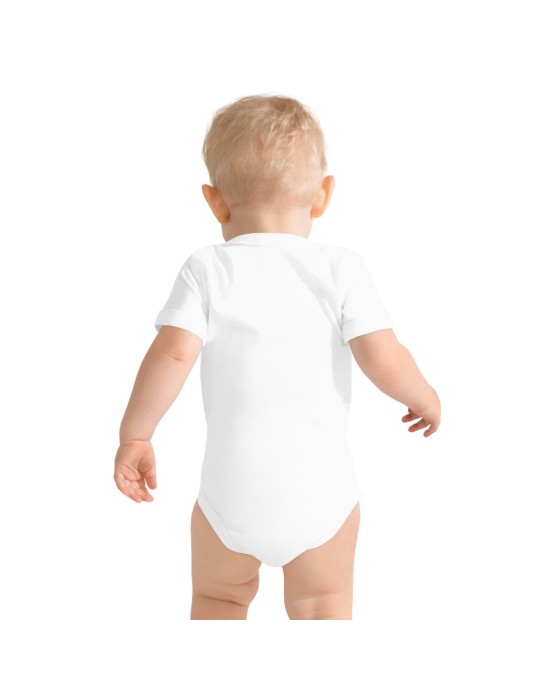 Short-sleeved baby onesie as a milk pirate