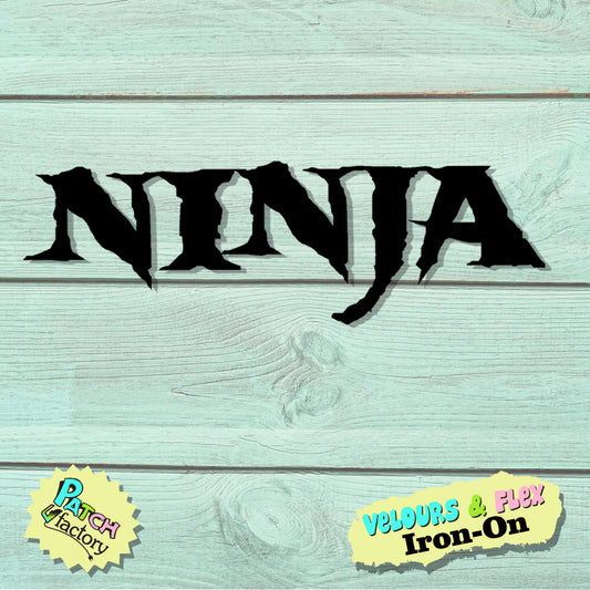 Bügelbild Ninja Schriftzug zum aufbügeln